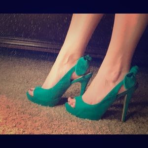 Teal high heels